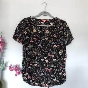 Joe Fresh 💯 silk floral crewneck tshirt blouse XS
